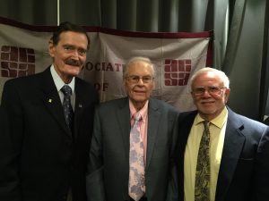 Three charter members of ACSA at Dick Schlagel's retirement party. Left to right: David Itzenhauser, Dick Schlagel and Don Erwin.